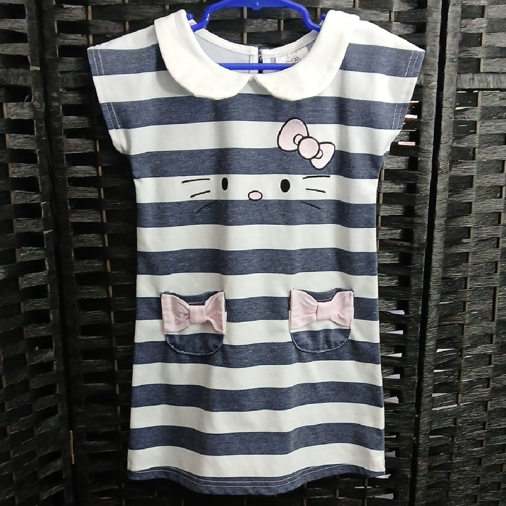 Hello Kitty White and Blue                     Striped Dress SZ 4